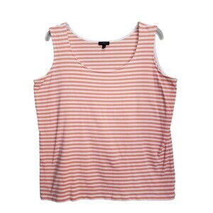 Talbots Plus Pima Cotton Blend Orange Striped Tank Top Size 1X